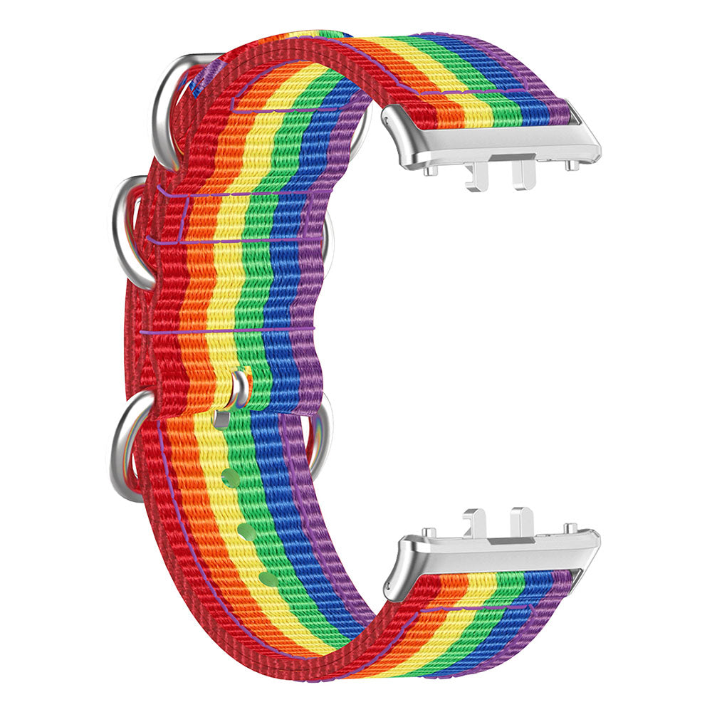 For Samsung Galaxy Fit3 SM-R390 Nylon Watch Strap Three Rings Replacement Wrist Band - Rainbow For Samsung Galaxy Fit3 SM-R390 Nylon Watch Strap Three Rings Replacement Wrist Band - Rainbow